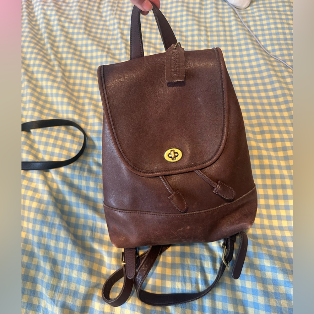 Vintage Coach Brown Leather Backpack